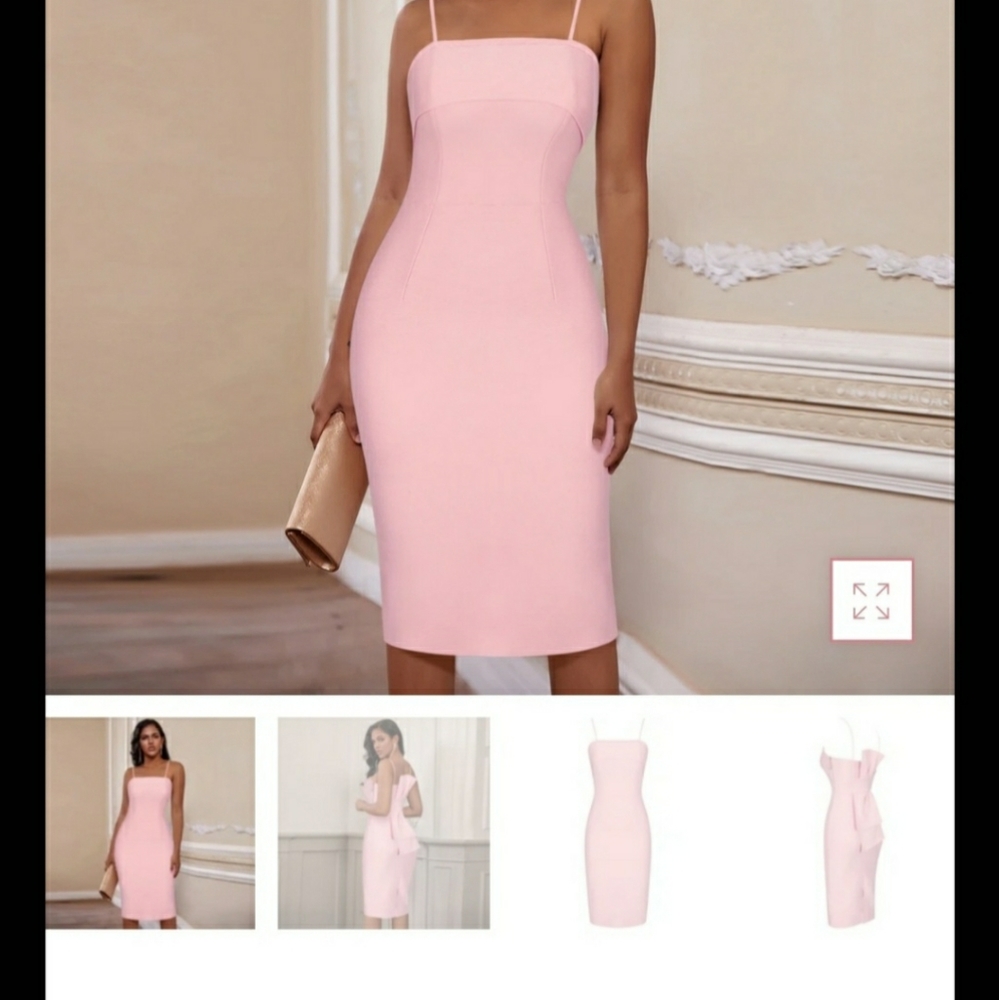 World Dress Light Pink Over the Knee bow back dres
